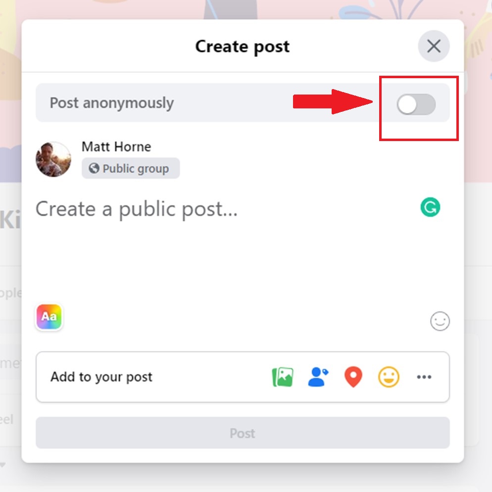 How can I submit an Anonymous post to your Facebook group?
