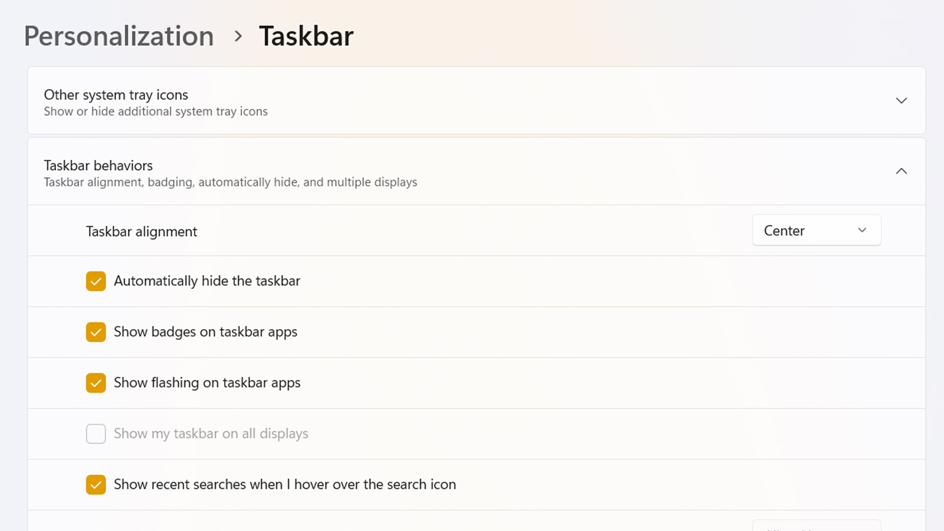 Hiding the taskbar in Windows 11