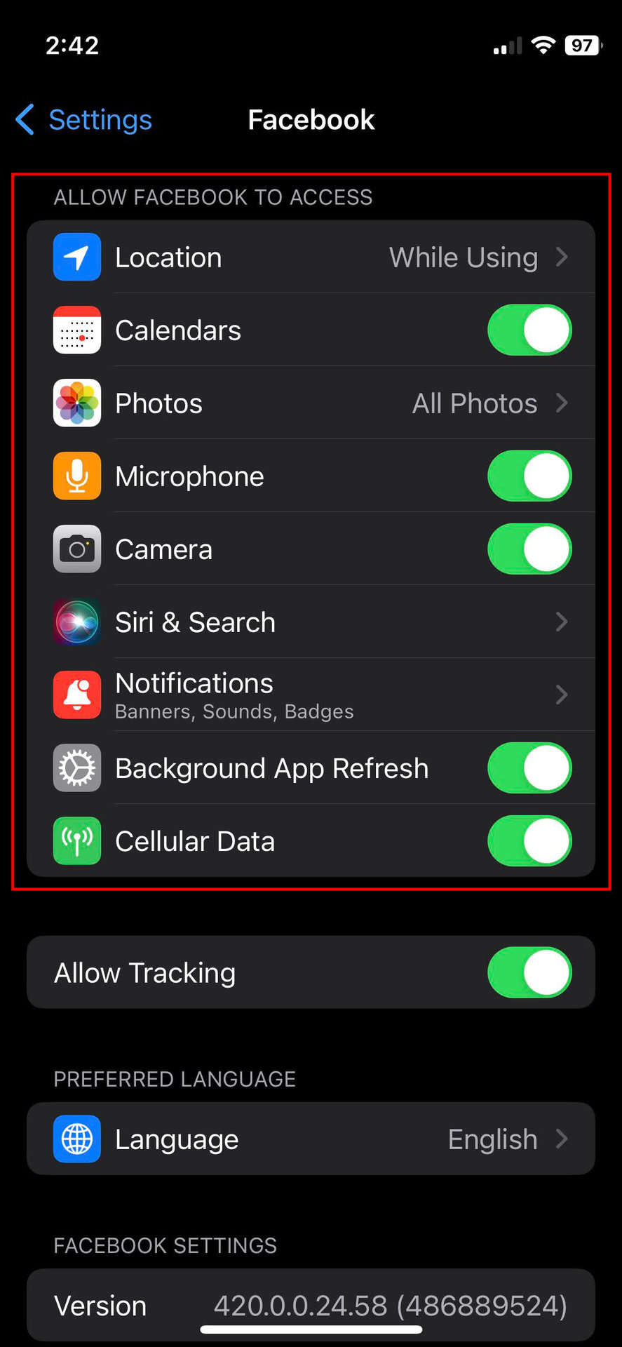 How to allow permissions on the Facebook iOS app 2