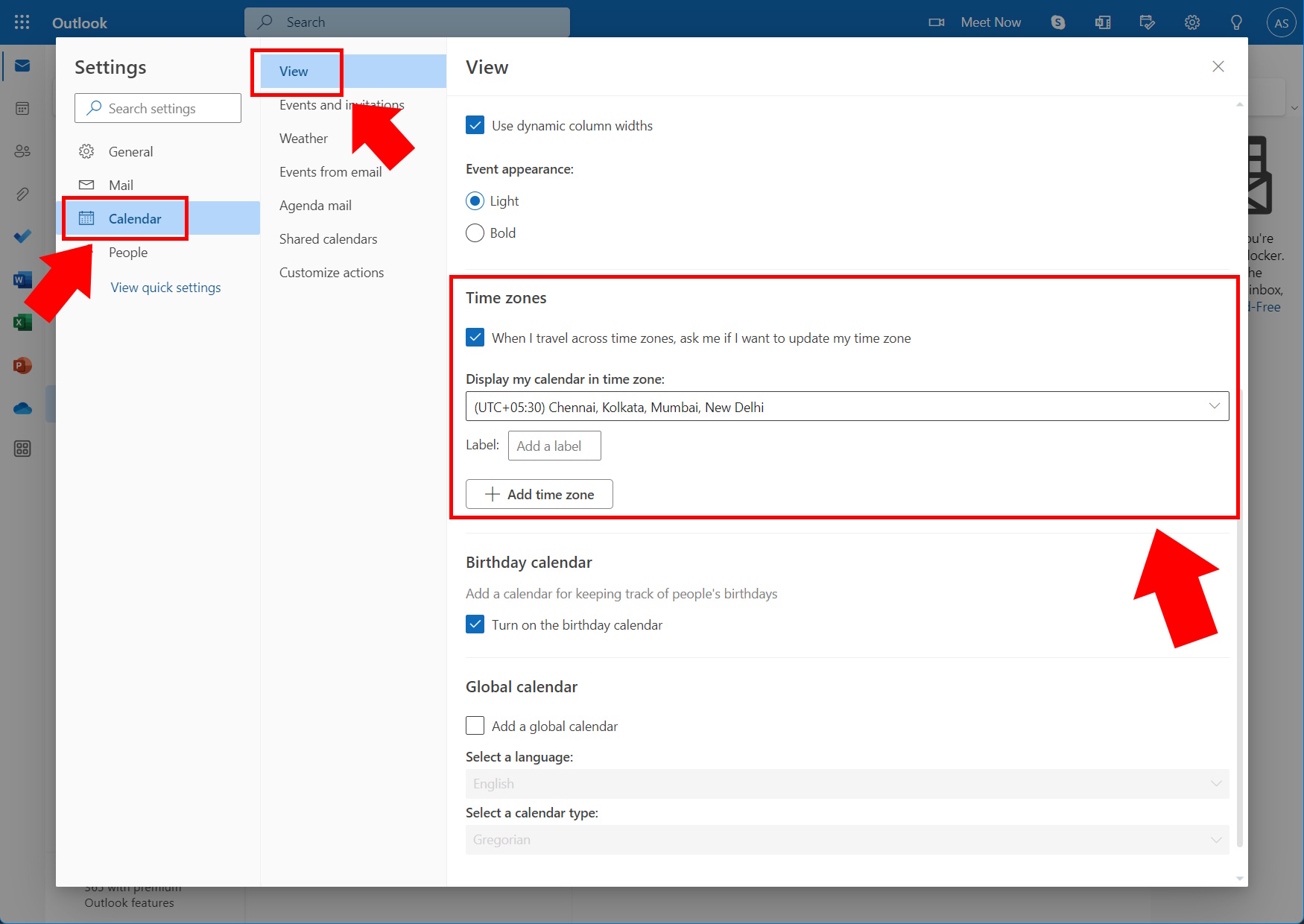 How to change timezone on Outlook Website 3