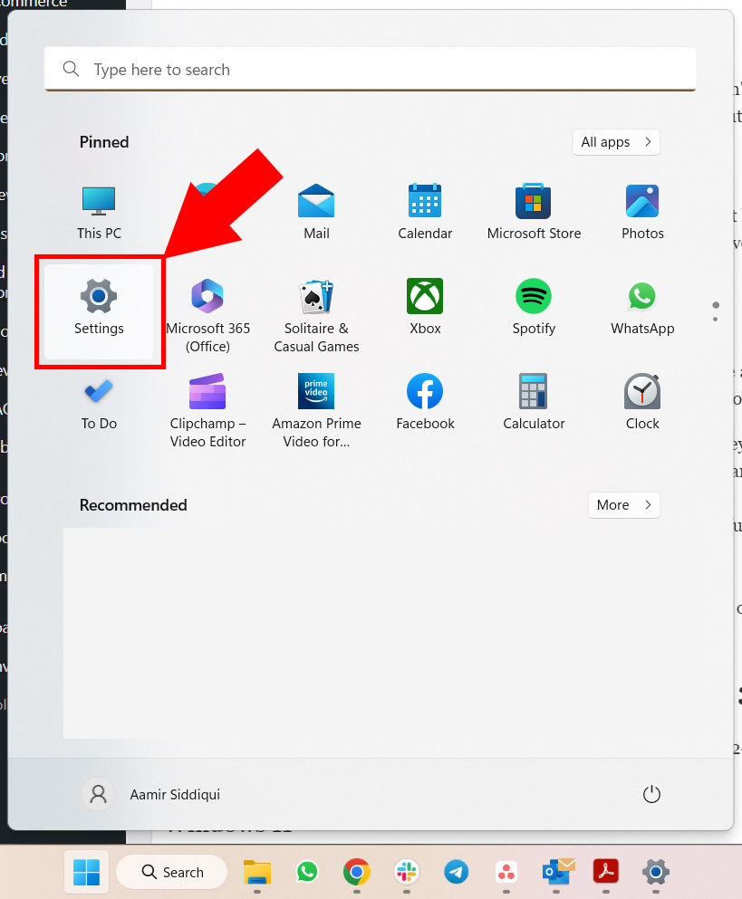 How to check Windows version Start button and settings button