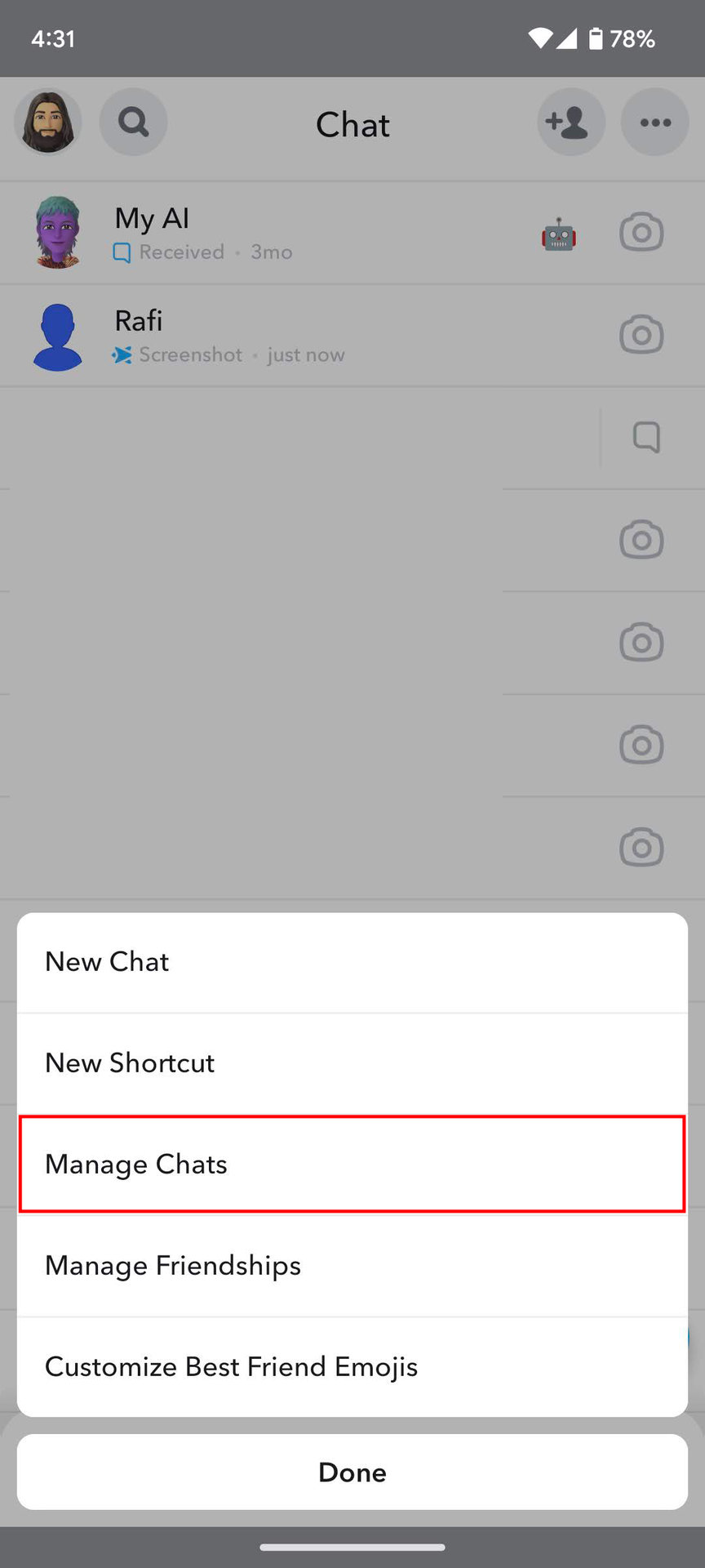 如何在Android上清除Snapchat上的對話（2）