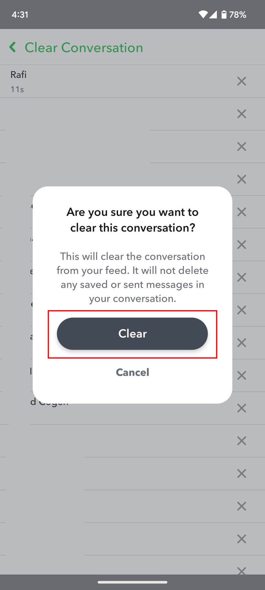 Como limpar conversas no Snapchat para Android (4)