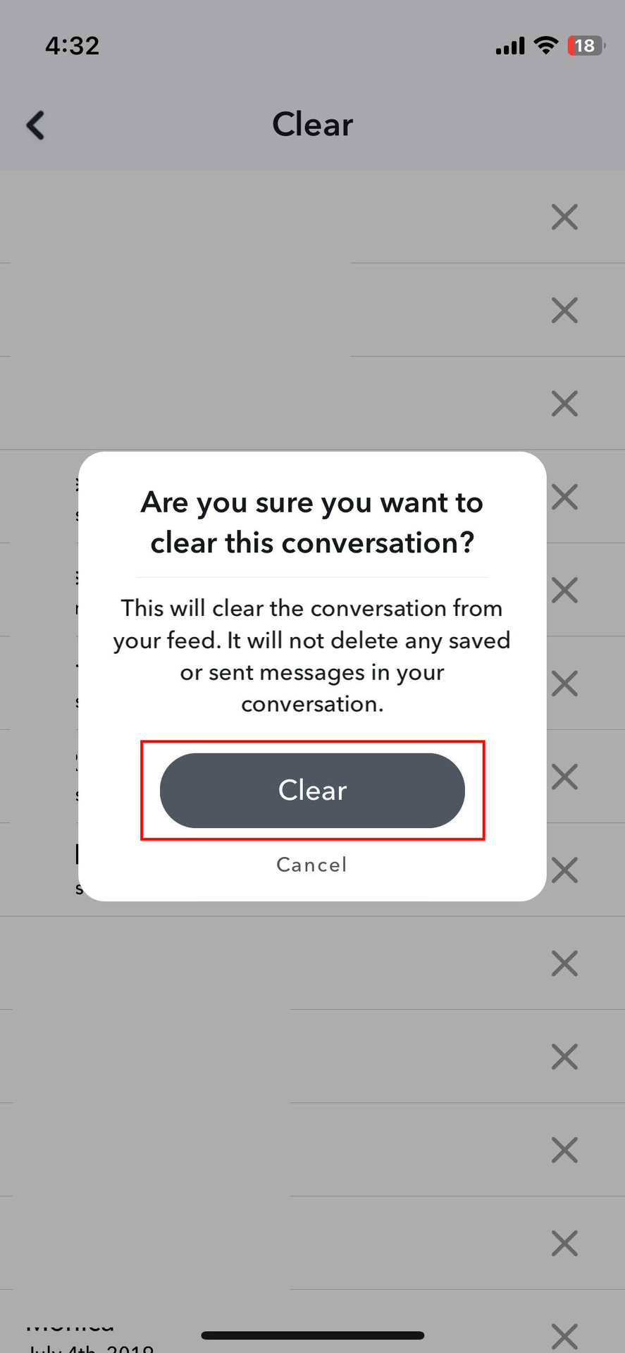 如何清除iPhone Snapchat上的對話（4）
