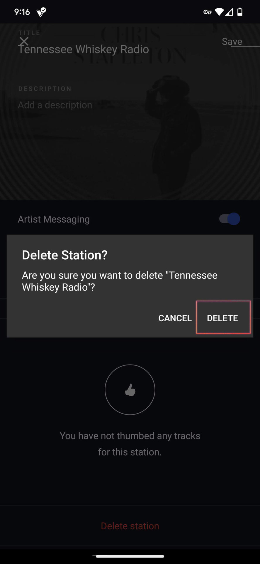 How to delete Pandora stations on Android 4