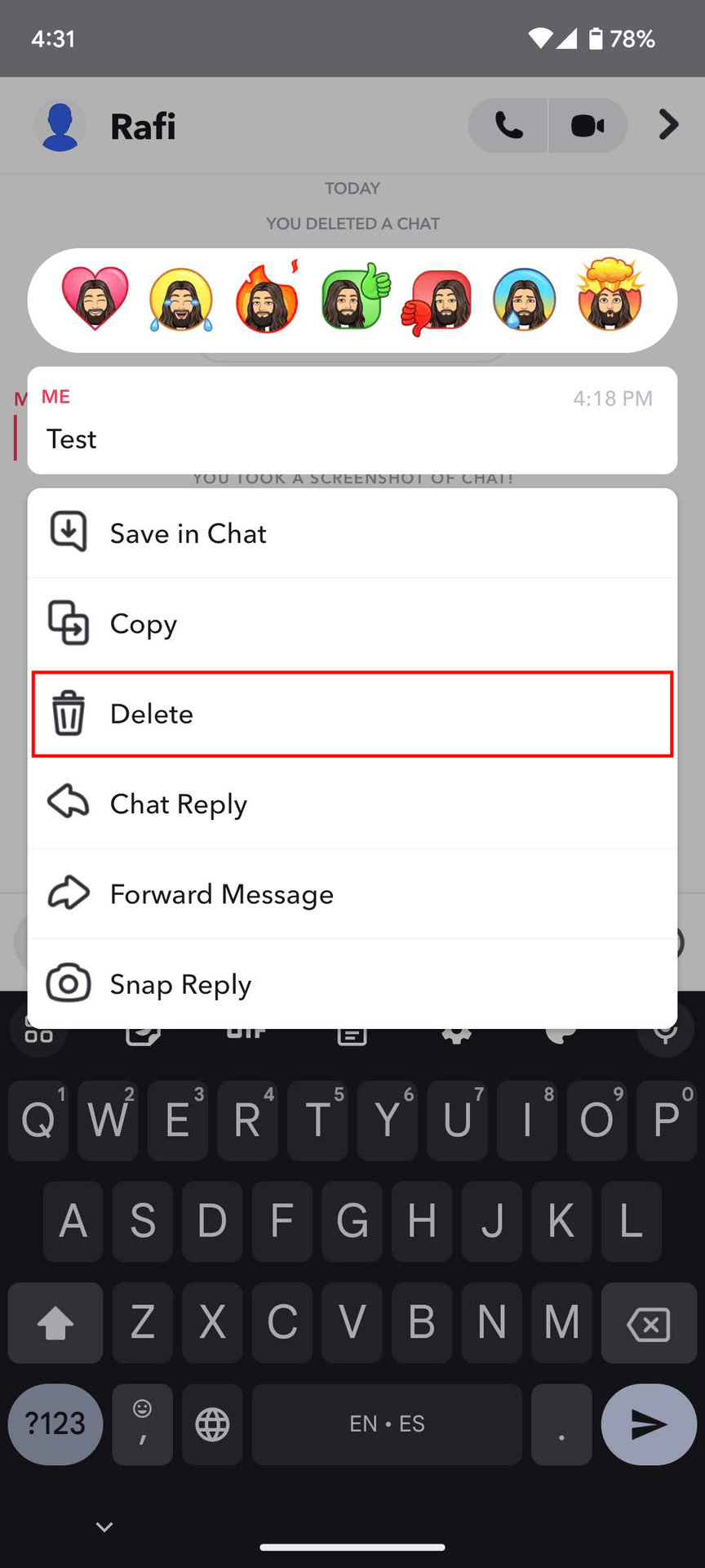 Como excluir mensagens no Snapchat para Android (3)