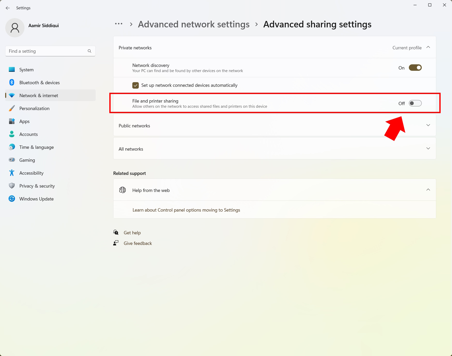 How to map a network drive on Windows 11 Enabling file and printer sharing 3