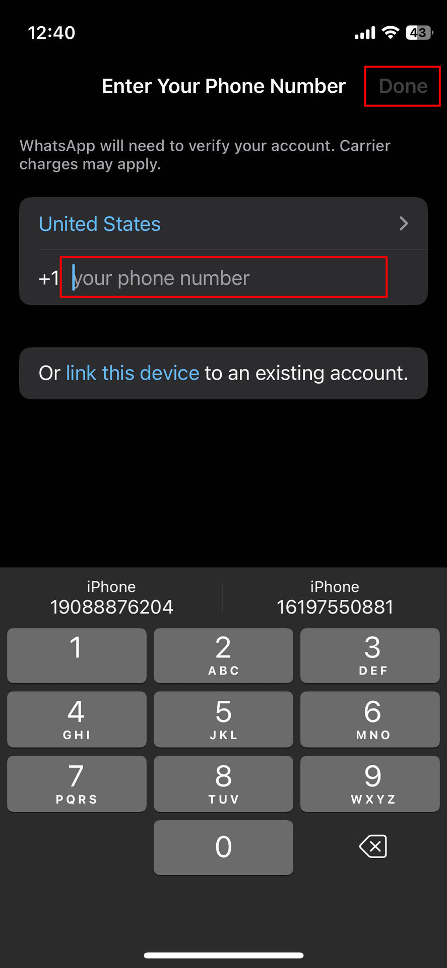 How to set up iPhone WhatsApp using a landline phone (2)