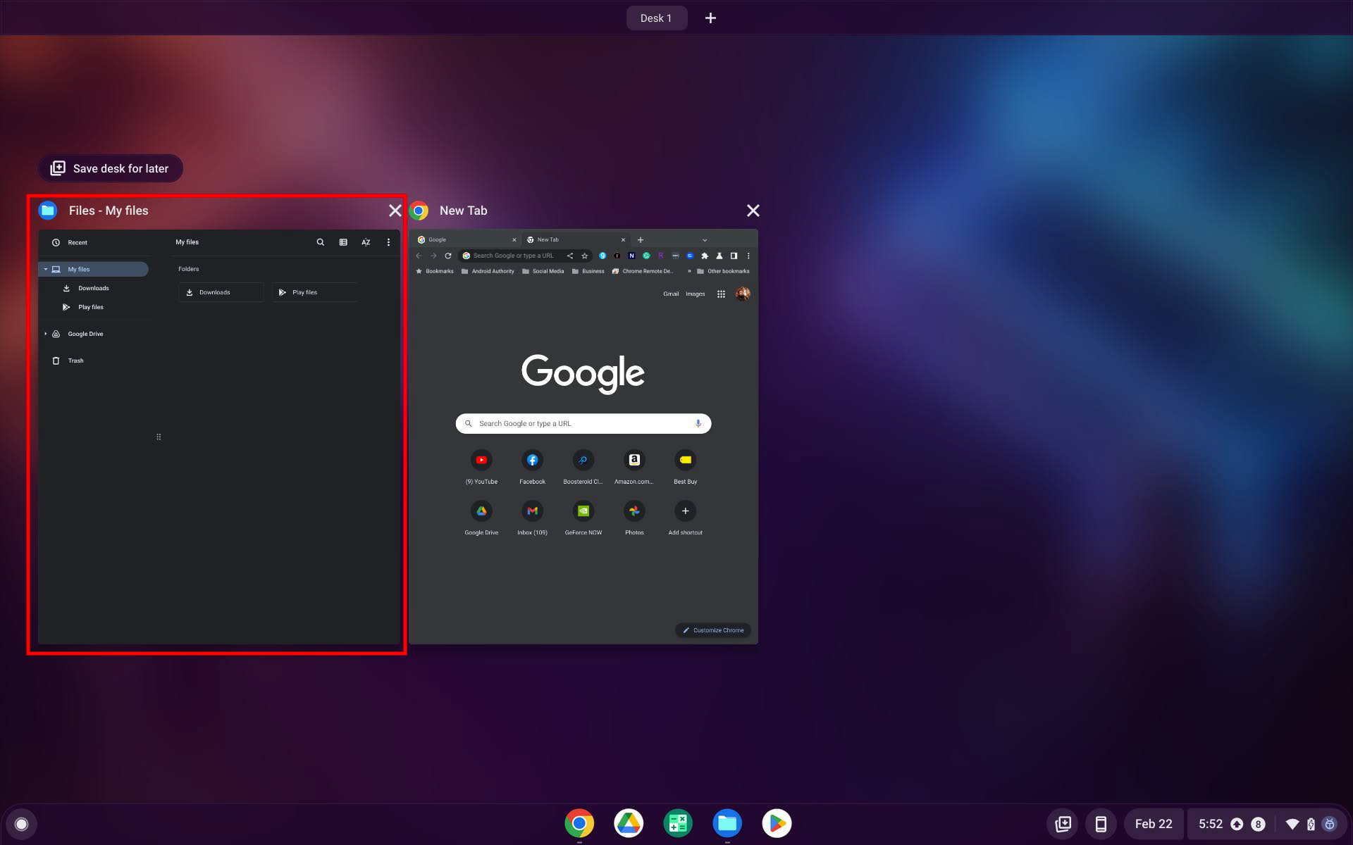 How to split the screen on a Chromebook using Overview mode 1
