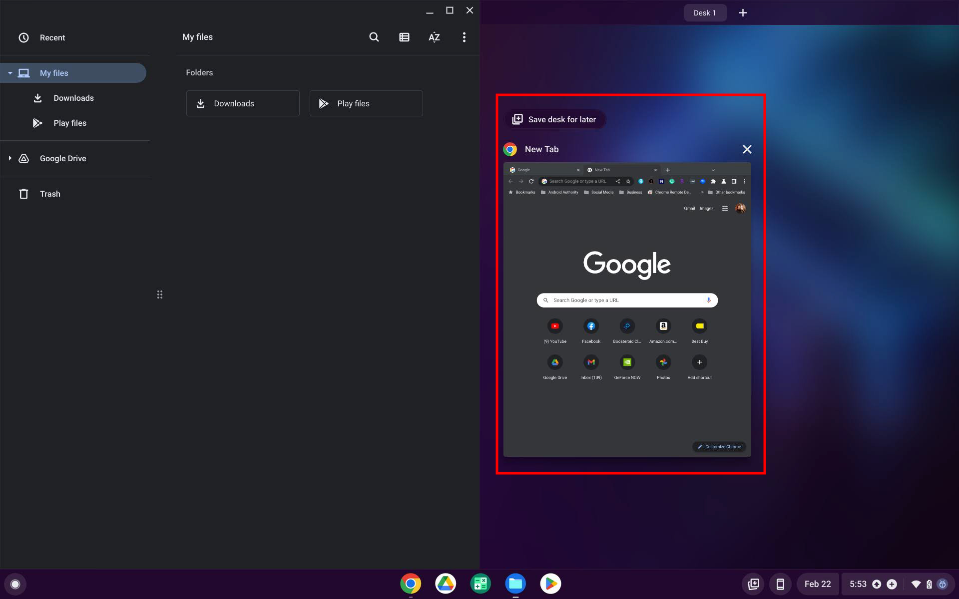 How to split the screen on a Chromebook using Overview mode 4