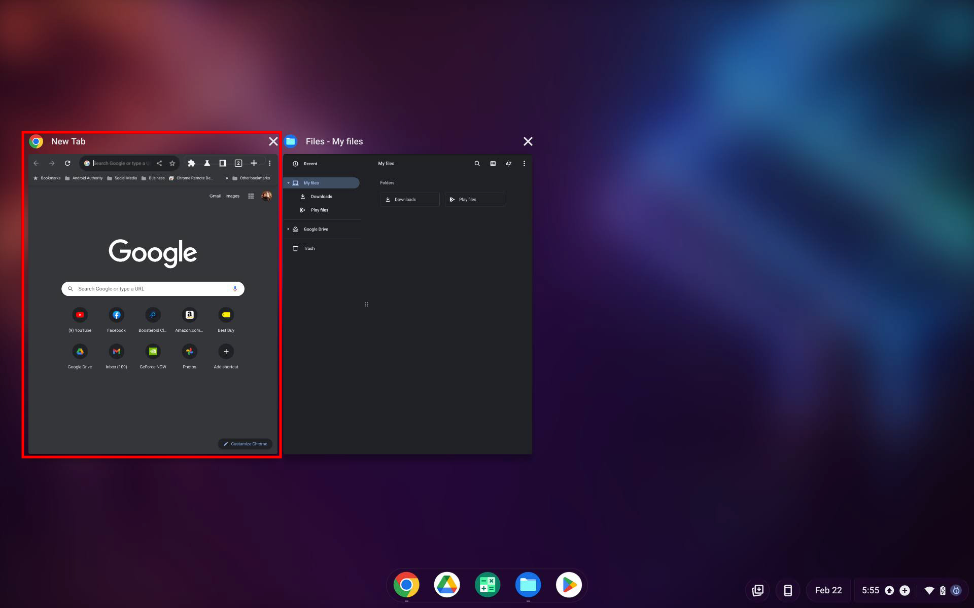 How to split the screen on a Chromebook using tablet mode 1