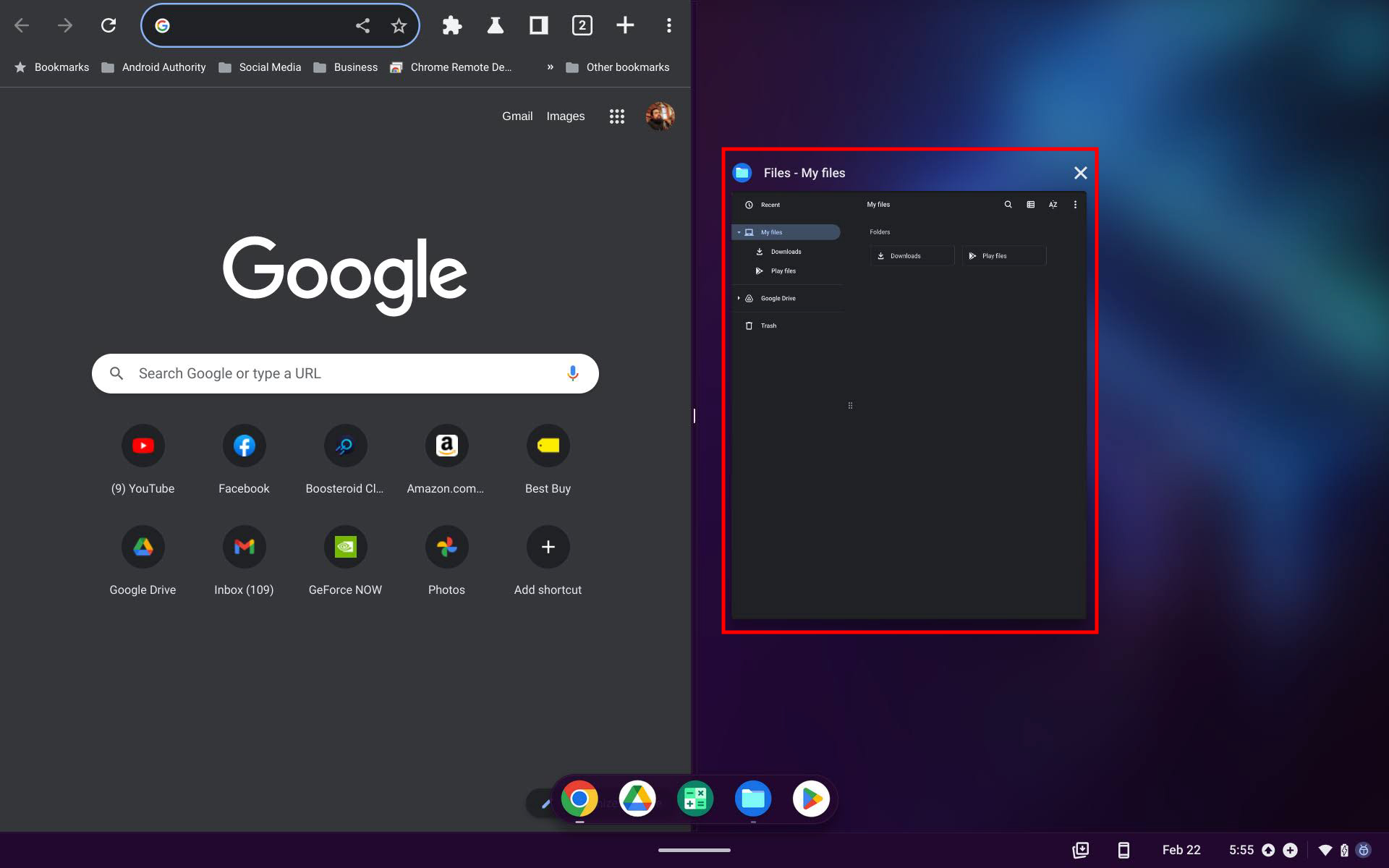 How to split the screen on a Chromebook using tablet mode 4