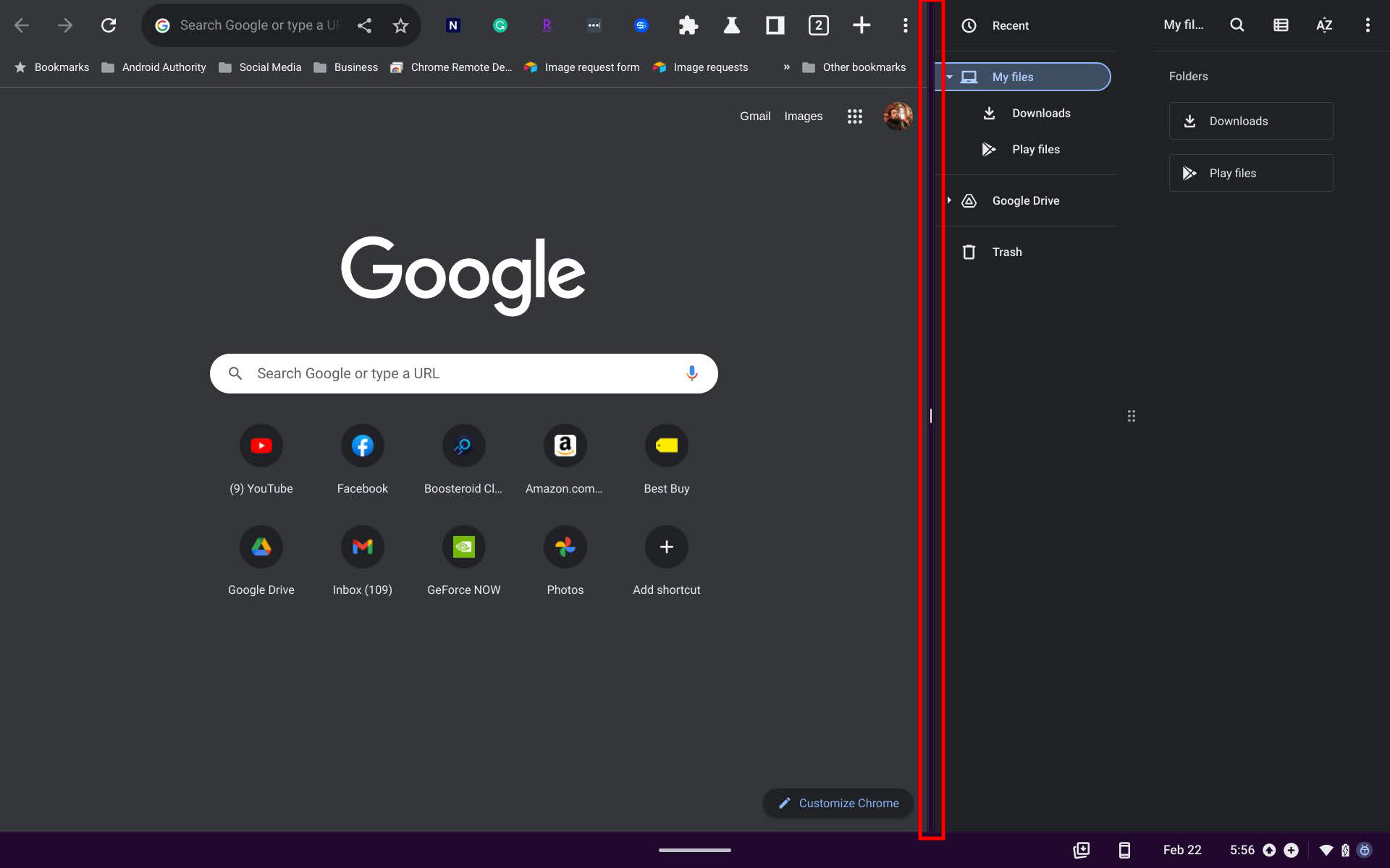 How to split the screen on a Chromebook using tablet mode 6