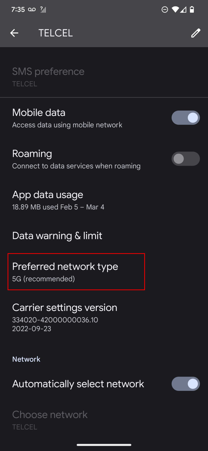 How to turn off 5G on Android 13 3