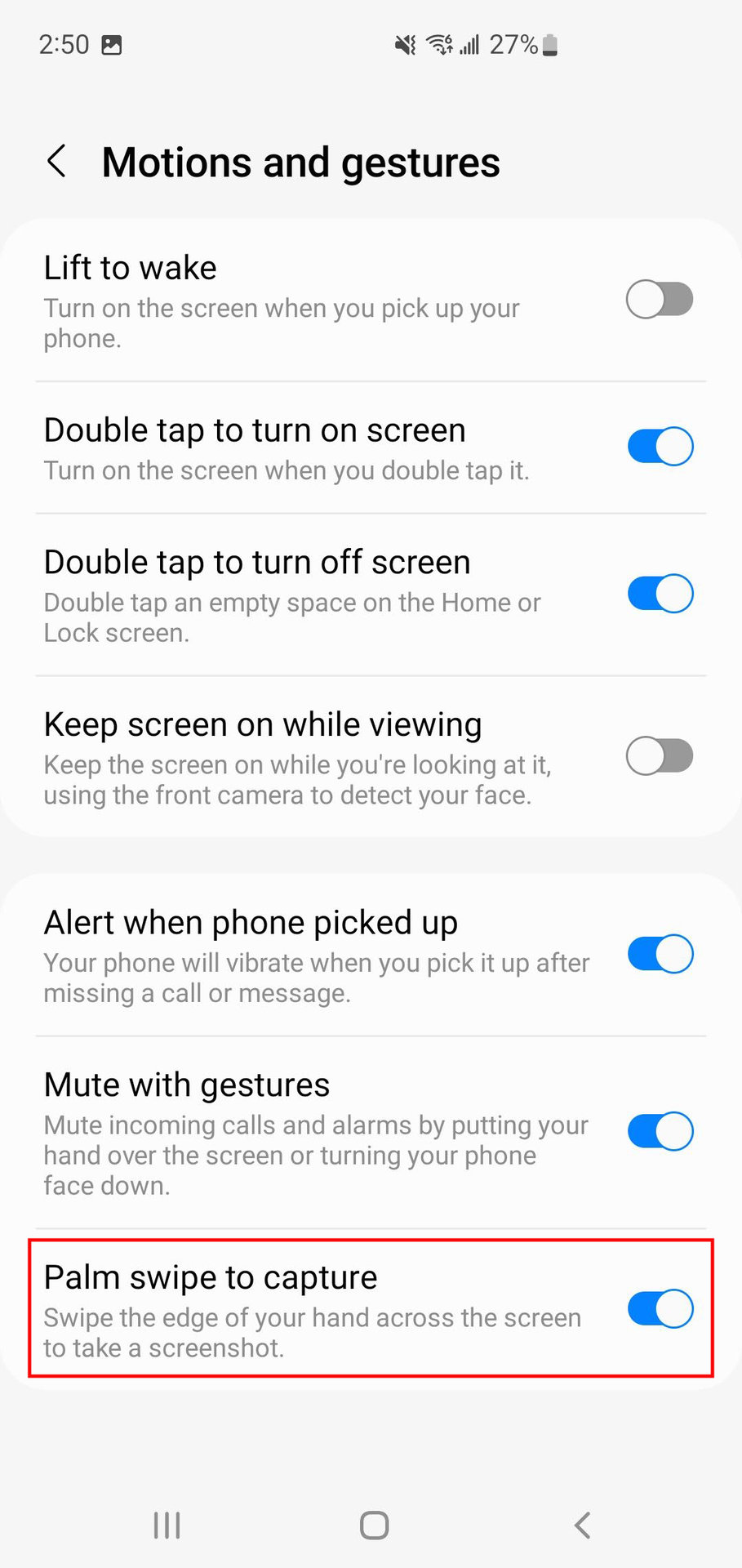 How to turn on Palm Swipe to capture on Samsung devices 3