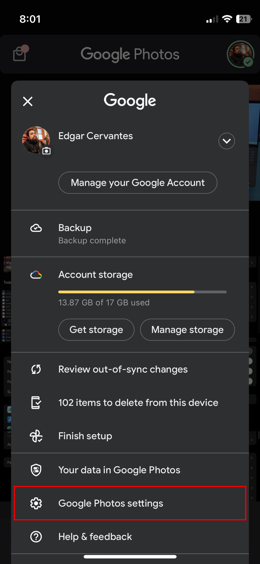 How to turn on sync on Google Photos for iPhone 2