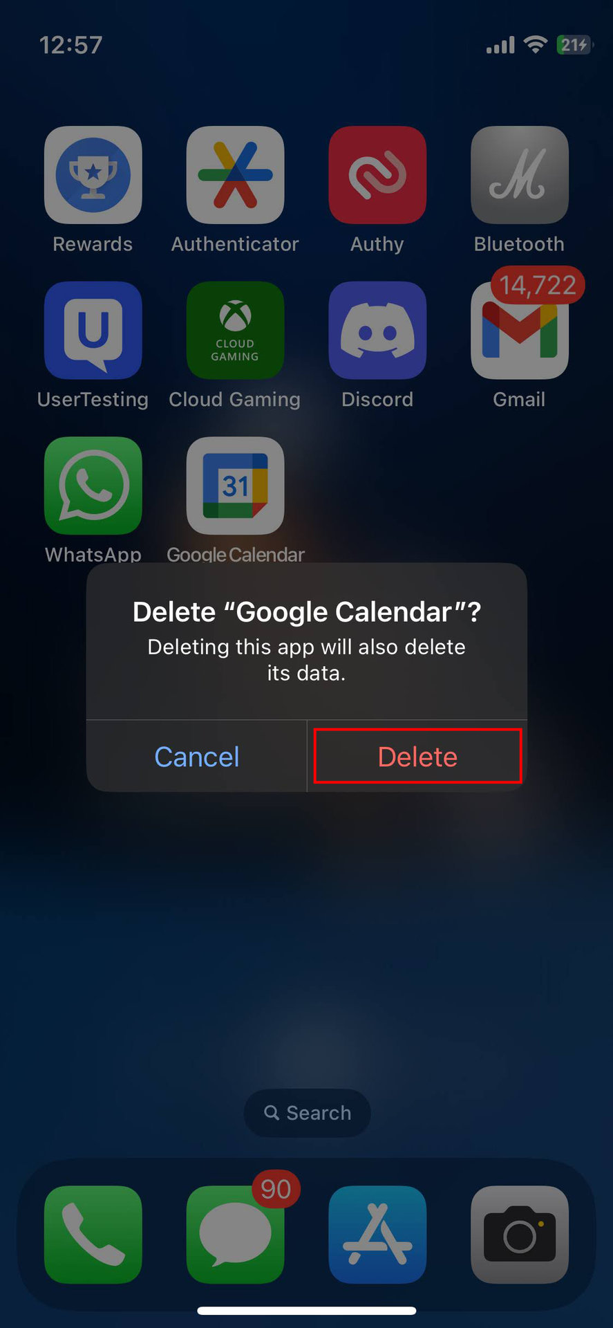 How to uninstall Google Calendar on iPhone (4)