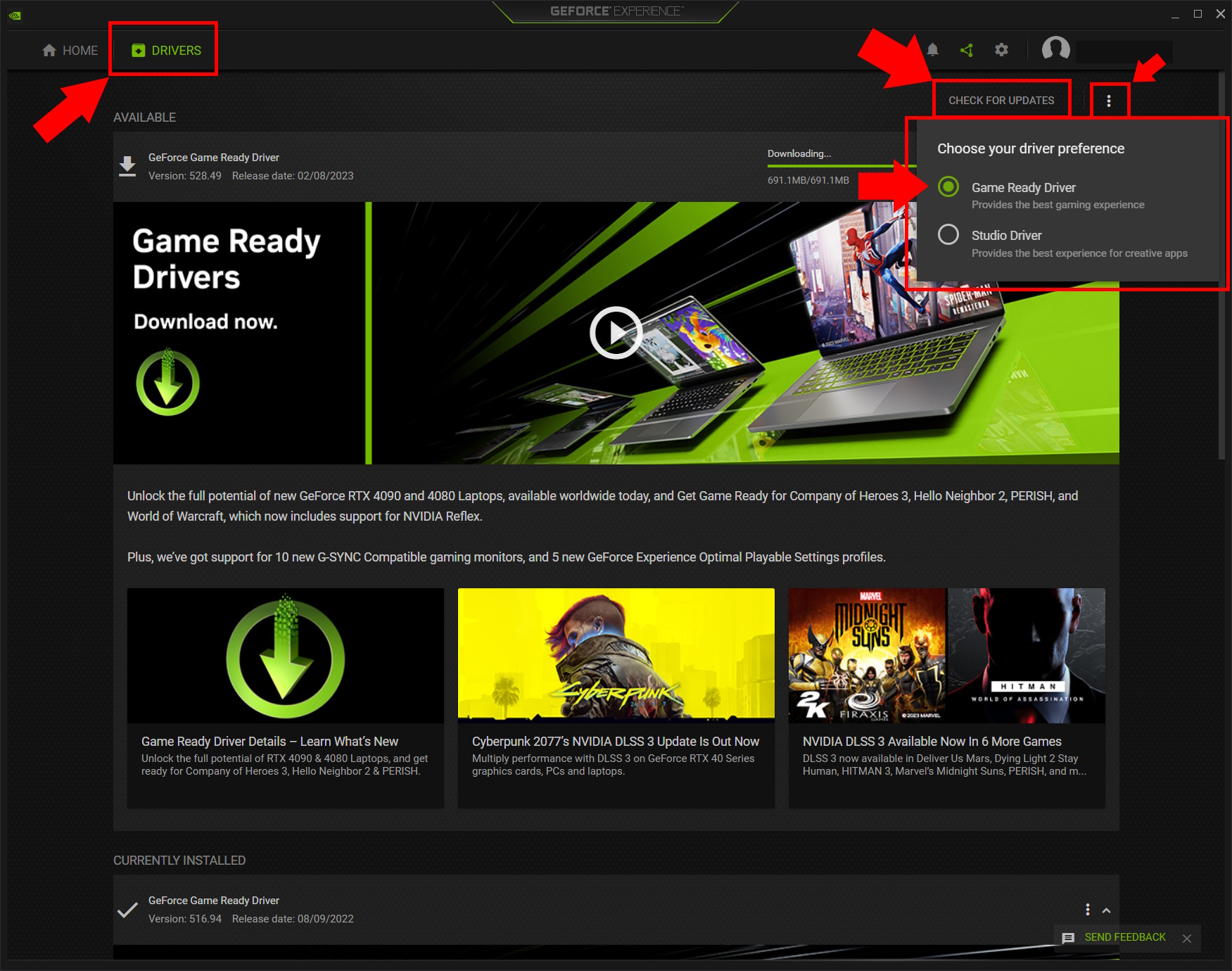 How to update NVIDIA drivers GeForce Experience 1