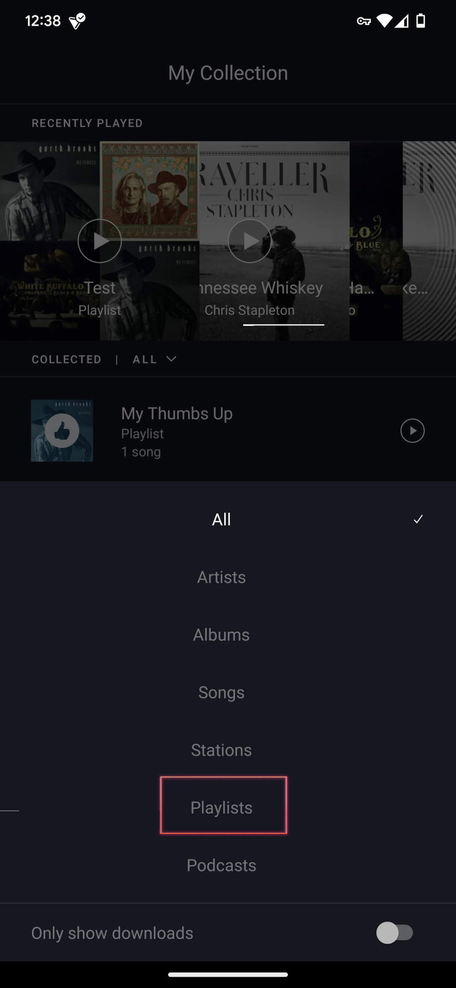 Making a playlist on Pandora for Android 2