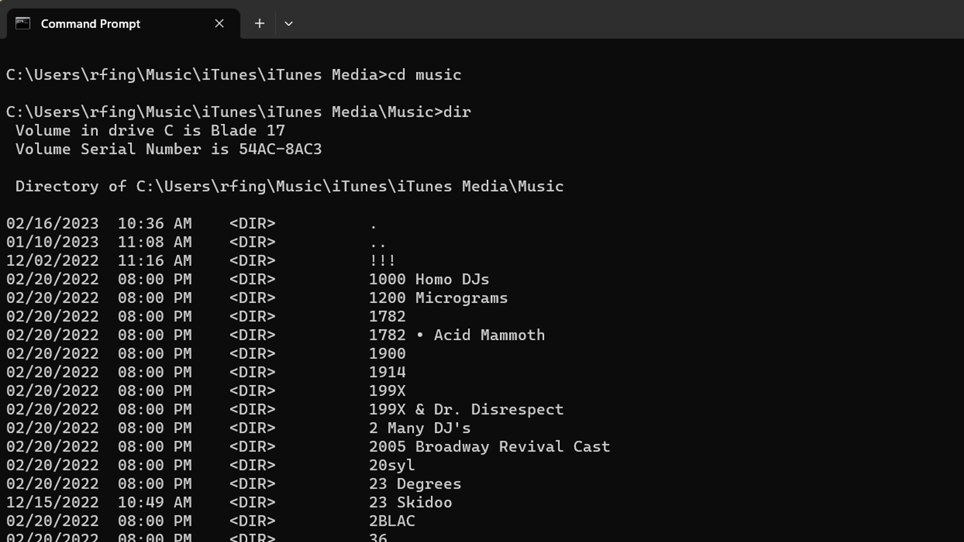 Navigating directories in Command Prompt