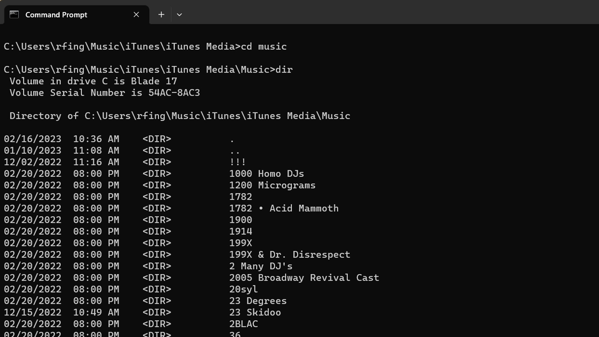 Navigating directories in Command Prompt