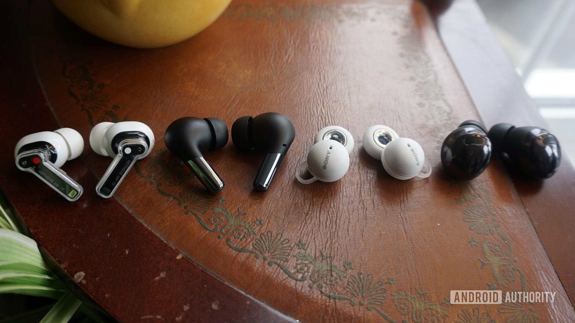 Nothing Ear 1, OnePlus Buds Pro, Sony LinkBuds WF-L900, and Samsung Galaxy Buds Pro