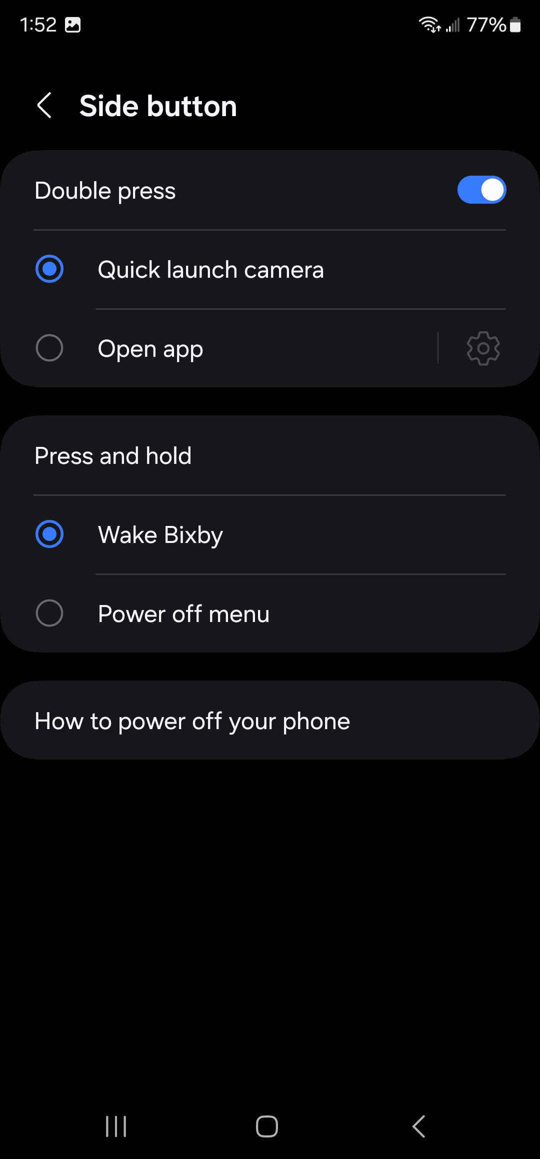 One UI Side Button Options