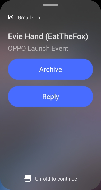 Oppo Find N2 Flip Cover Screen email notification