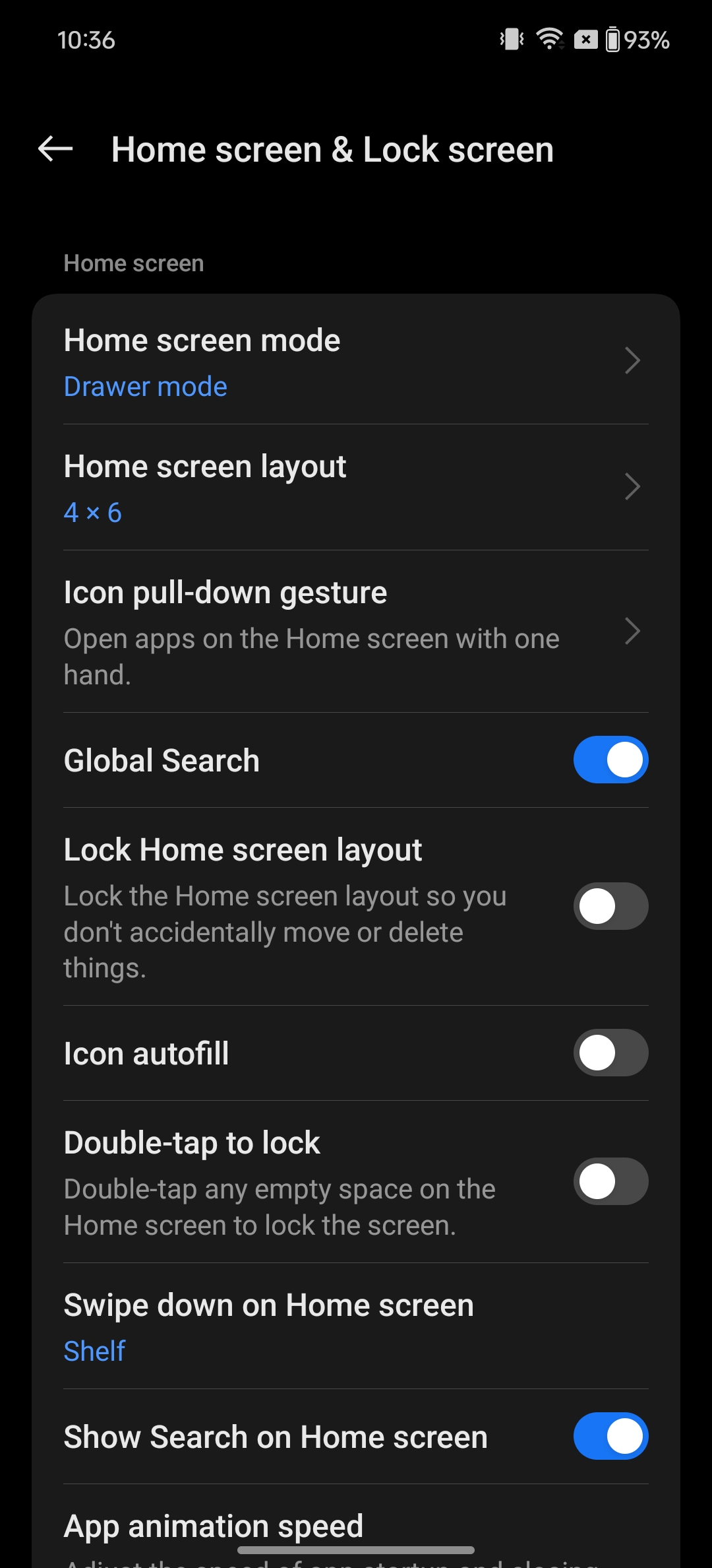 Oxygen OS Home Screen Settings