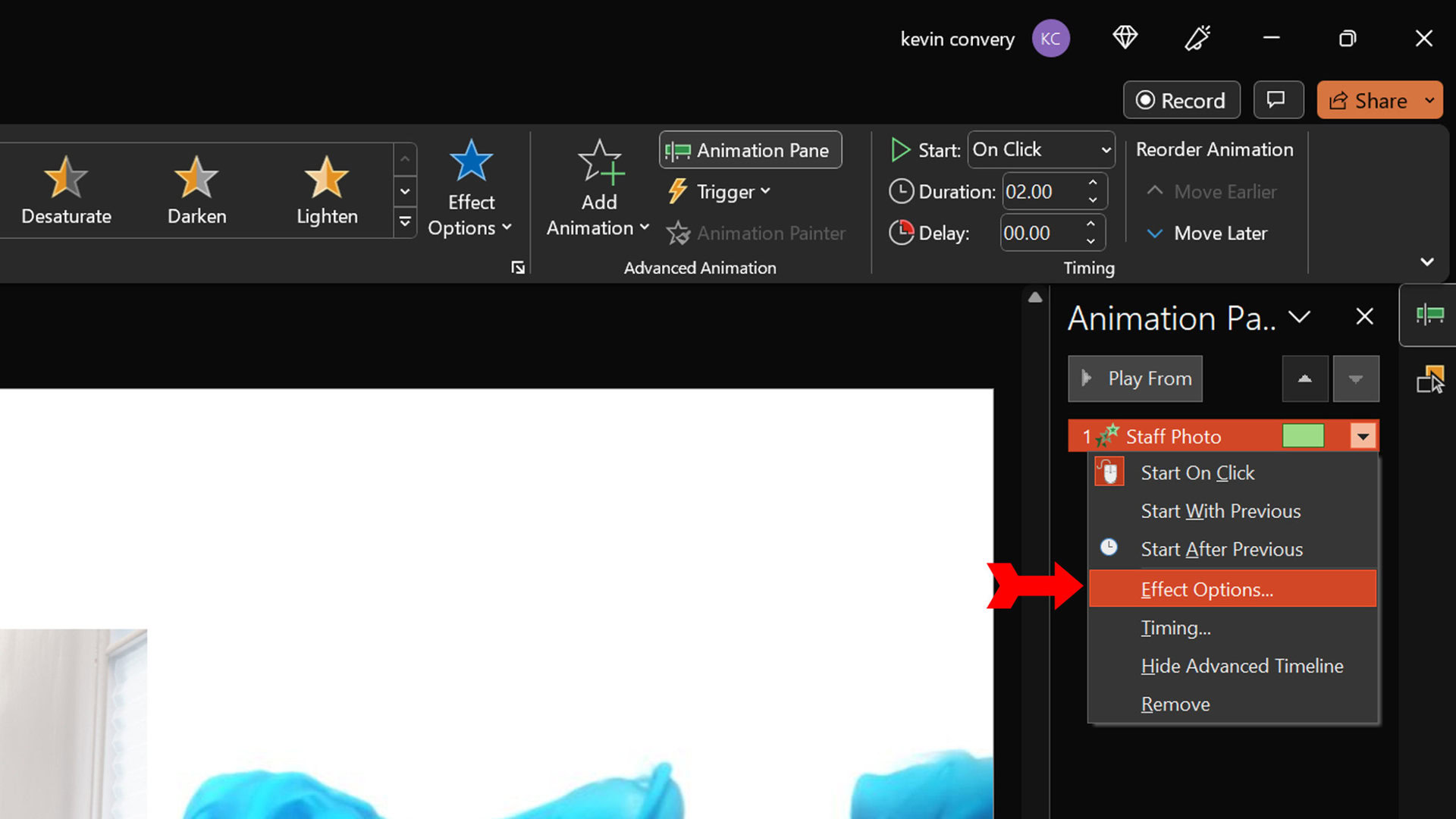 Change Trigger Effect Options Menu