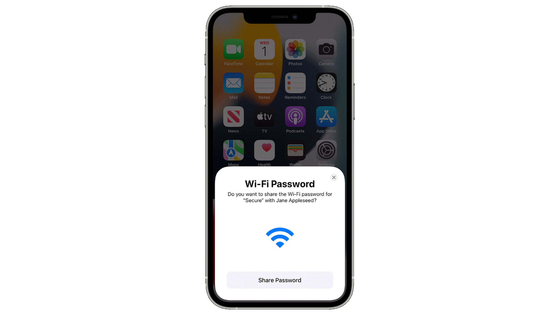 Sharing a password on an iPhone