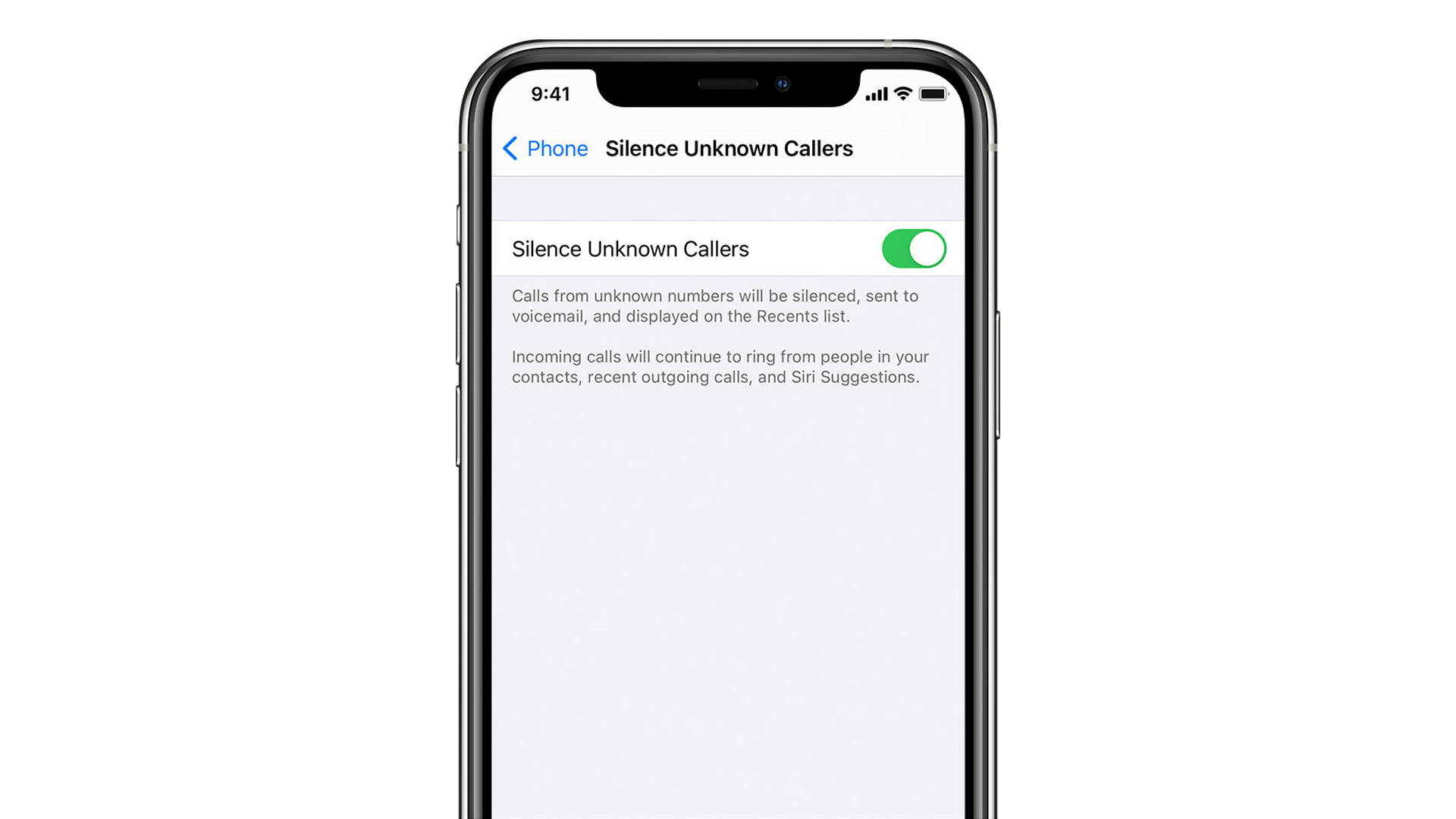 Silencing unknown callers on iPhone