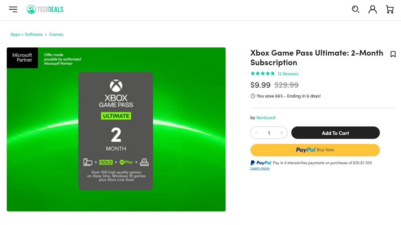 Two Month Xbox Game Pass Ultimate Deal