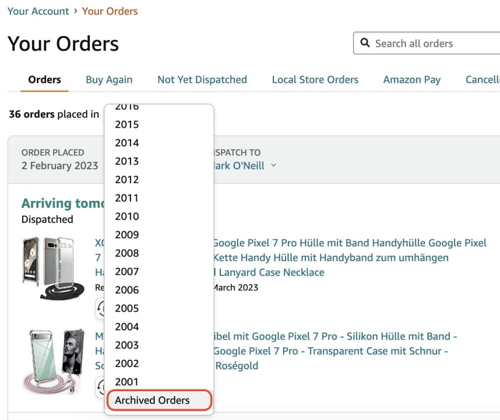 How to find archived orders on Amazon Android Authority