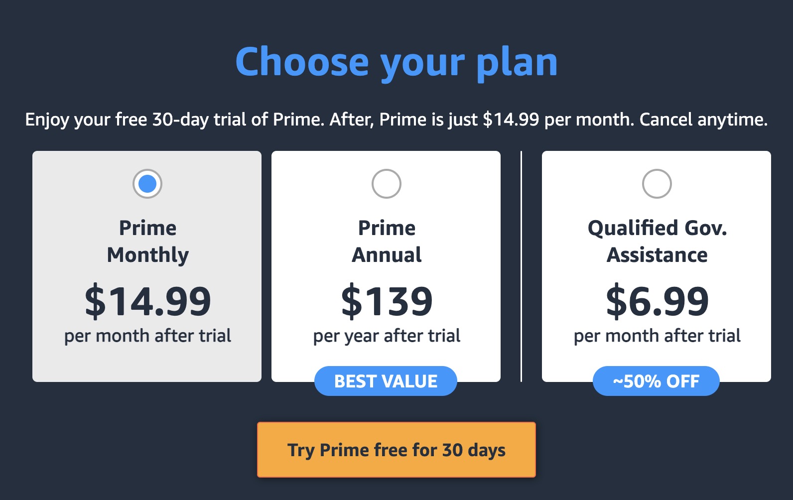 amazon prime pricing