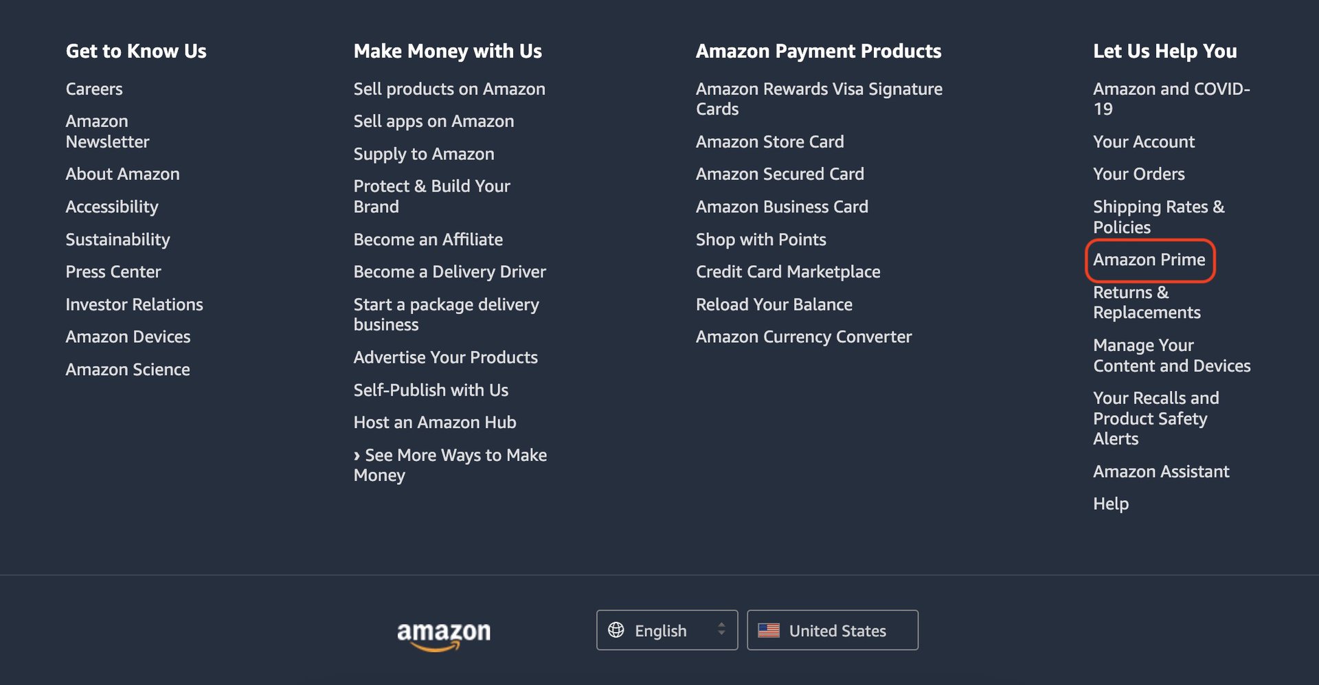 amazon.com footer