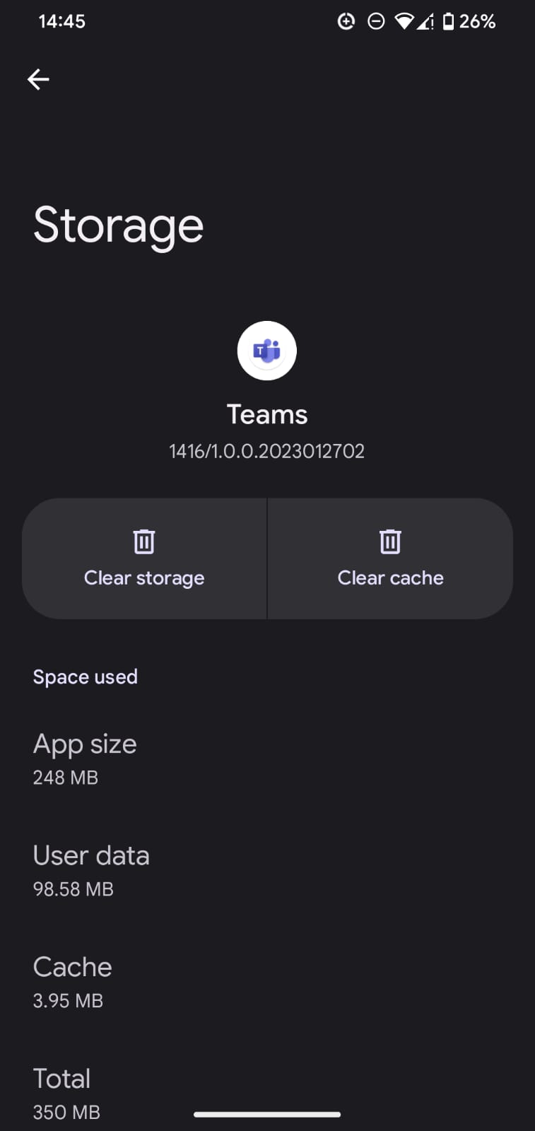 android clear microsoft teams cache 3b