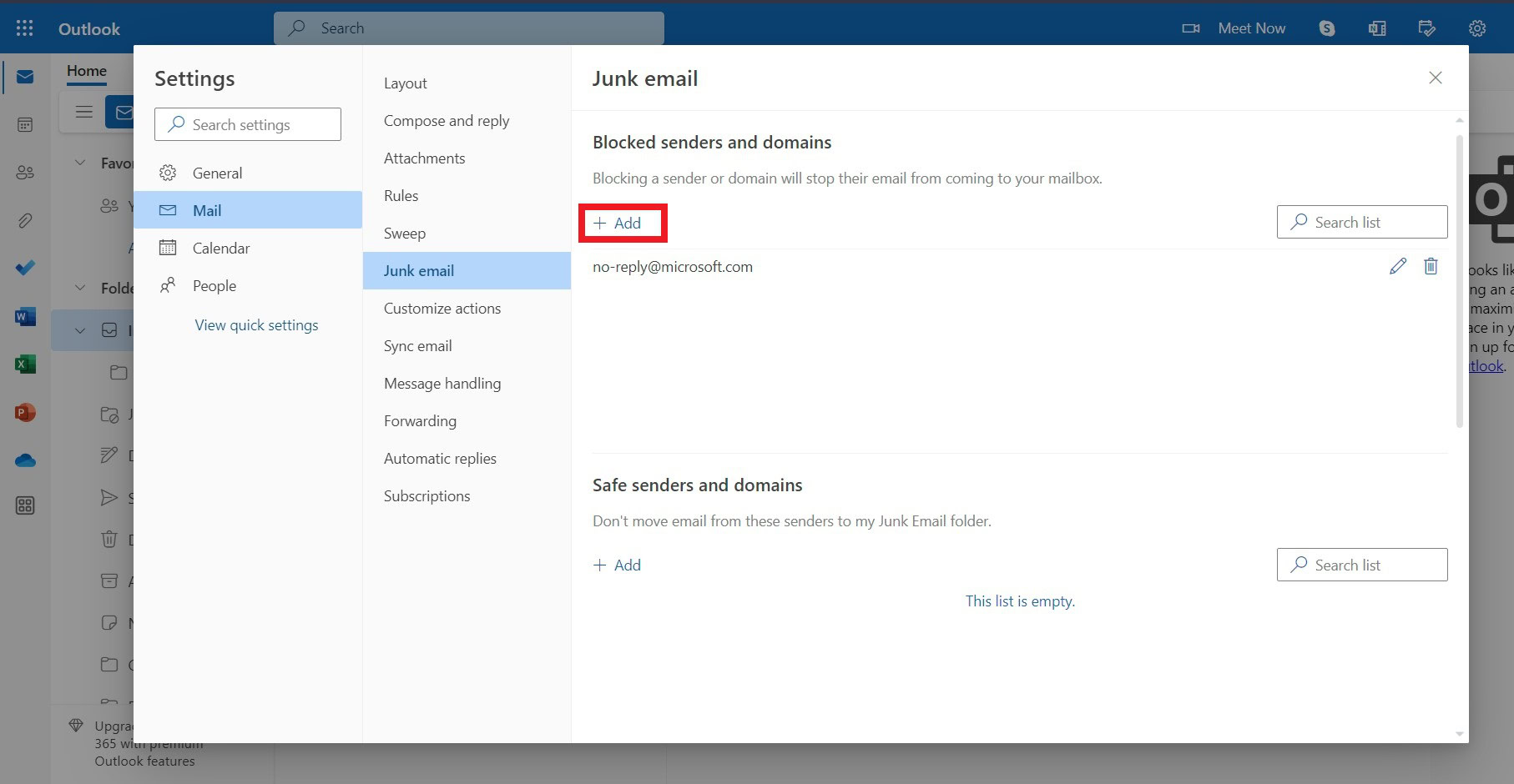 block senders outlook