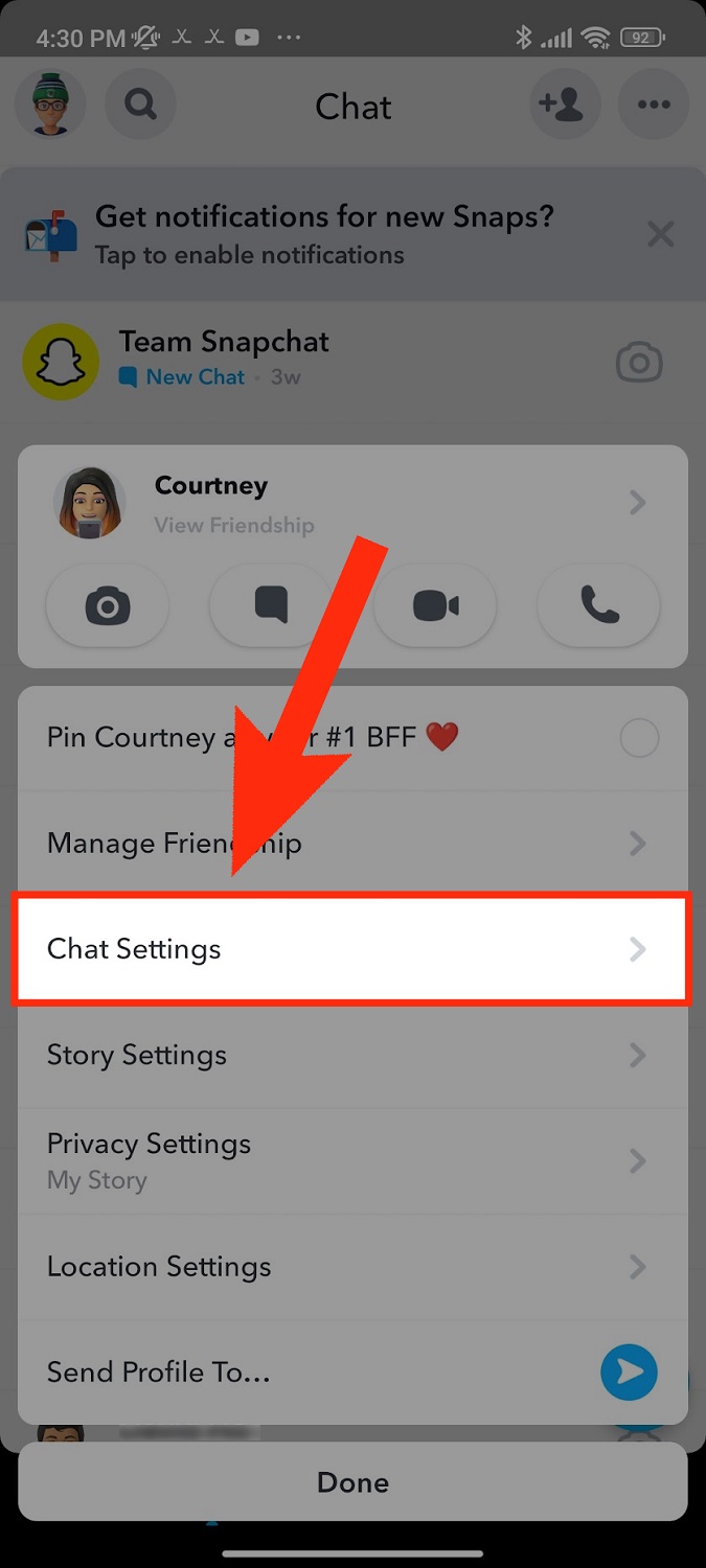 chat settings snapchat