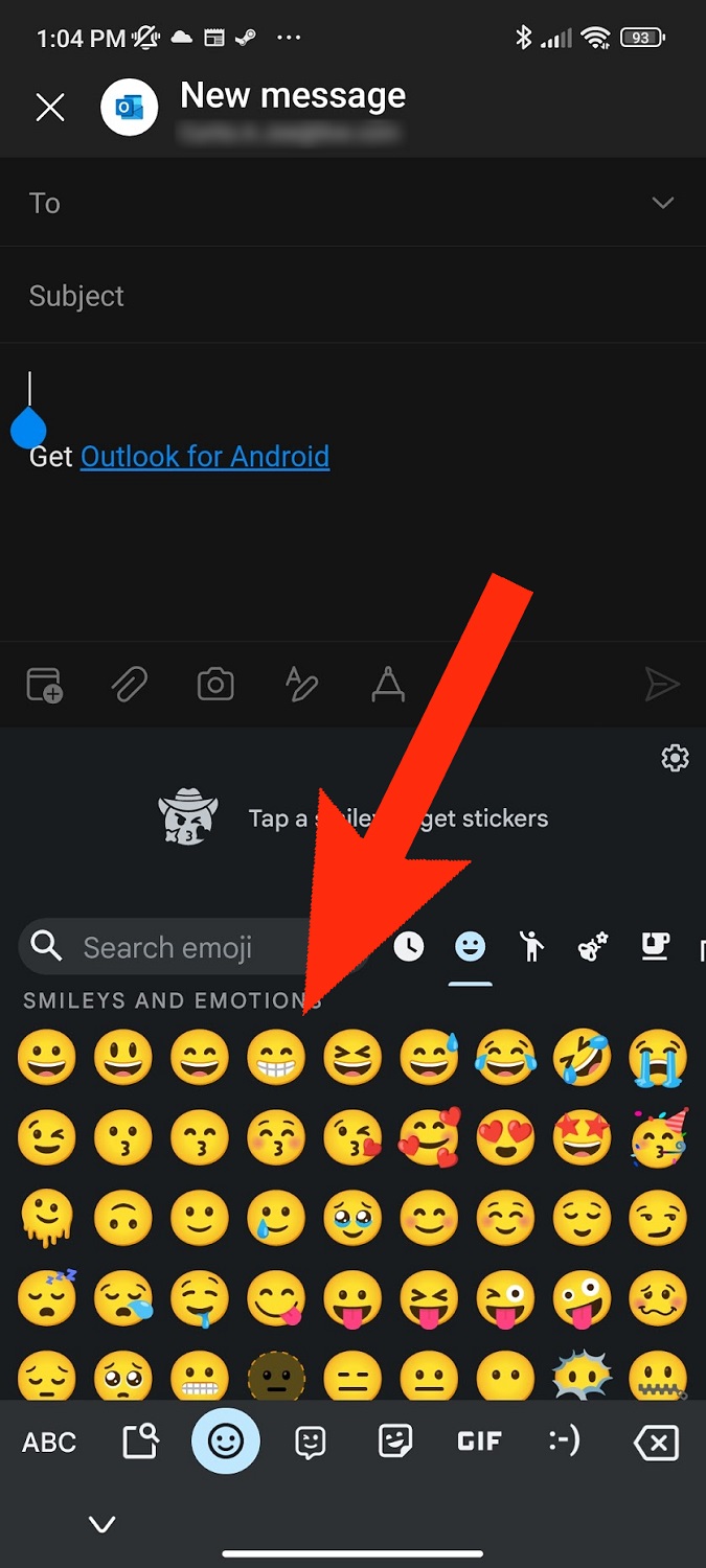 choose an emoji outlook mobile