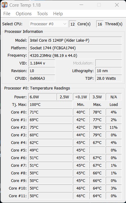 core temp