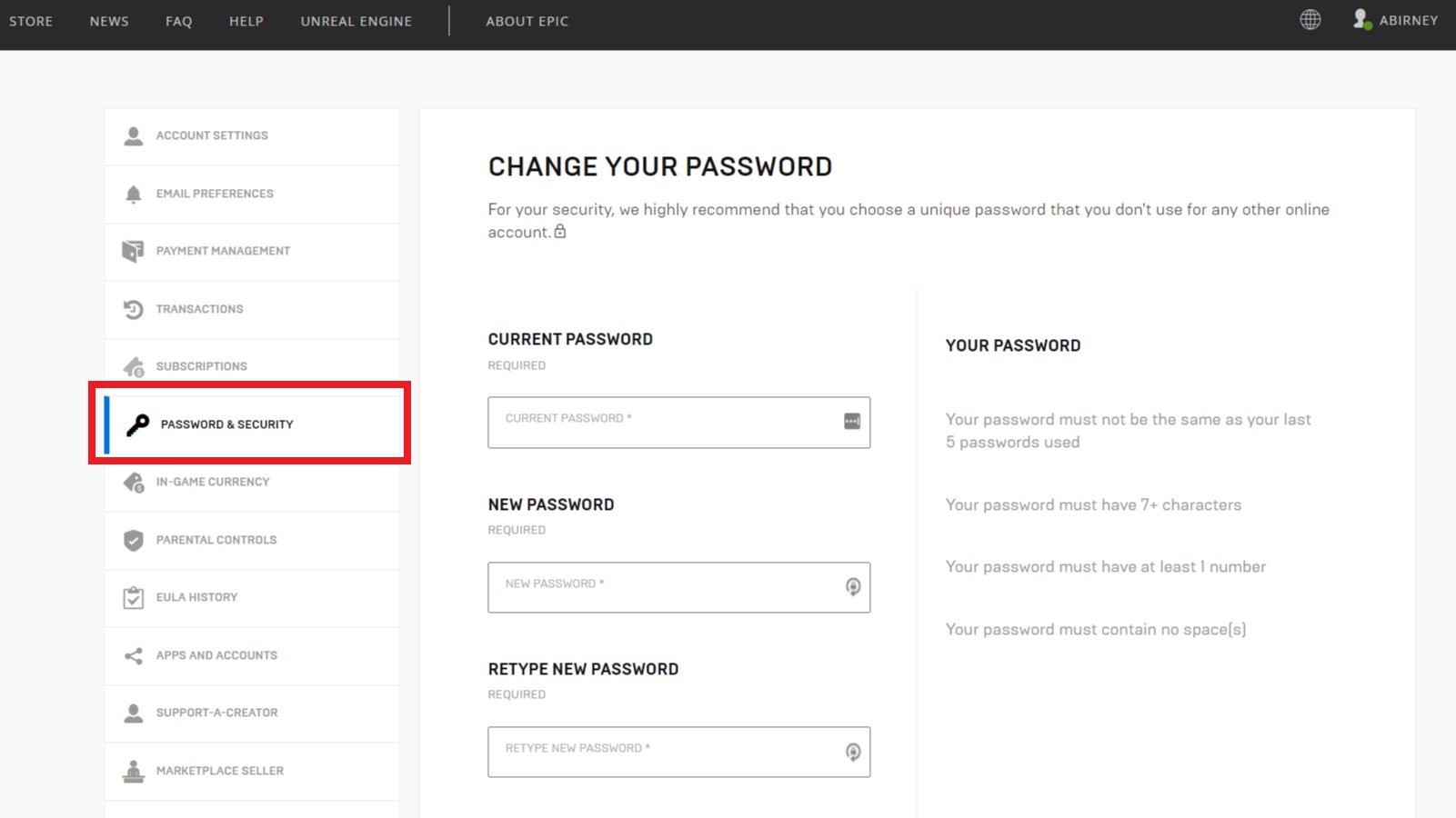 epic games privacy and security account settings