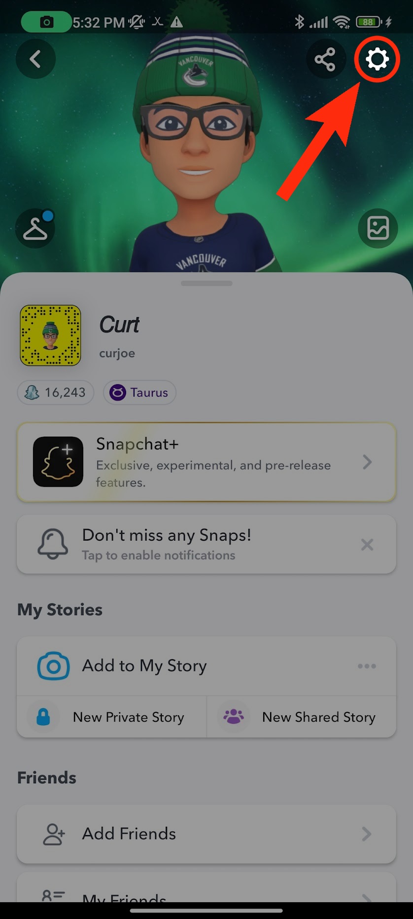 go to settings snapchat