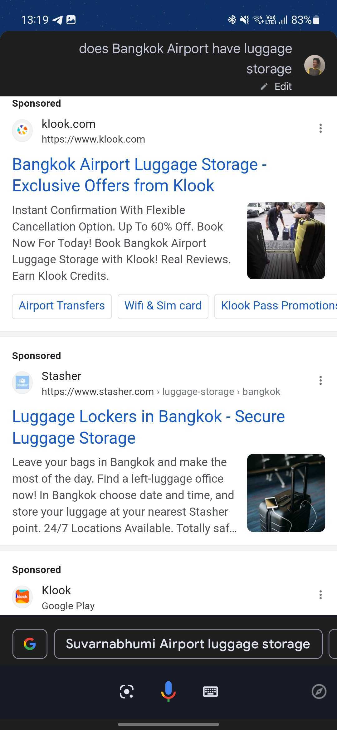 Google Assistant-Frage zur Gepäckaufbewahrung