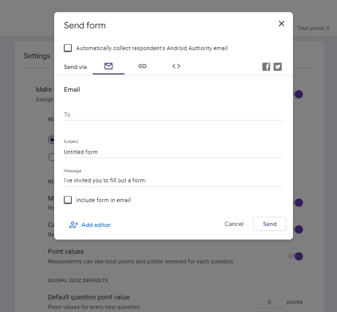 google forms send forms