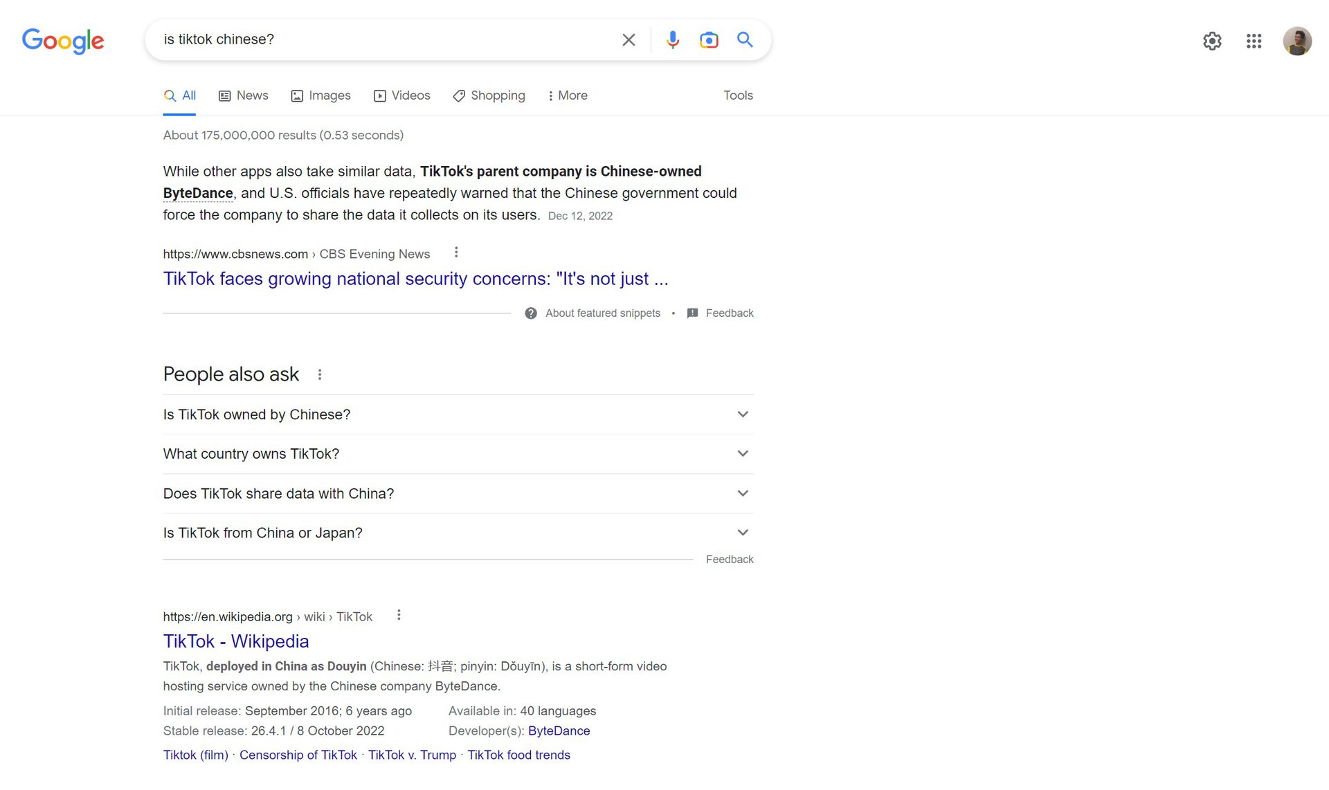 google search tiktok screenshot