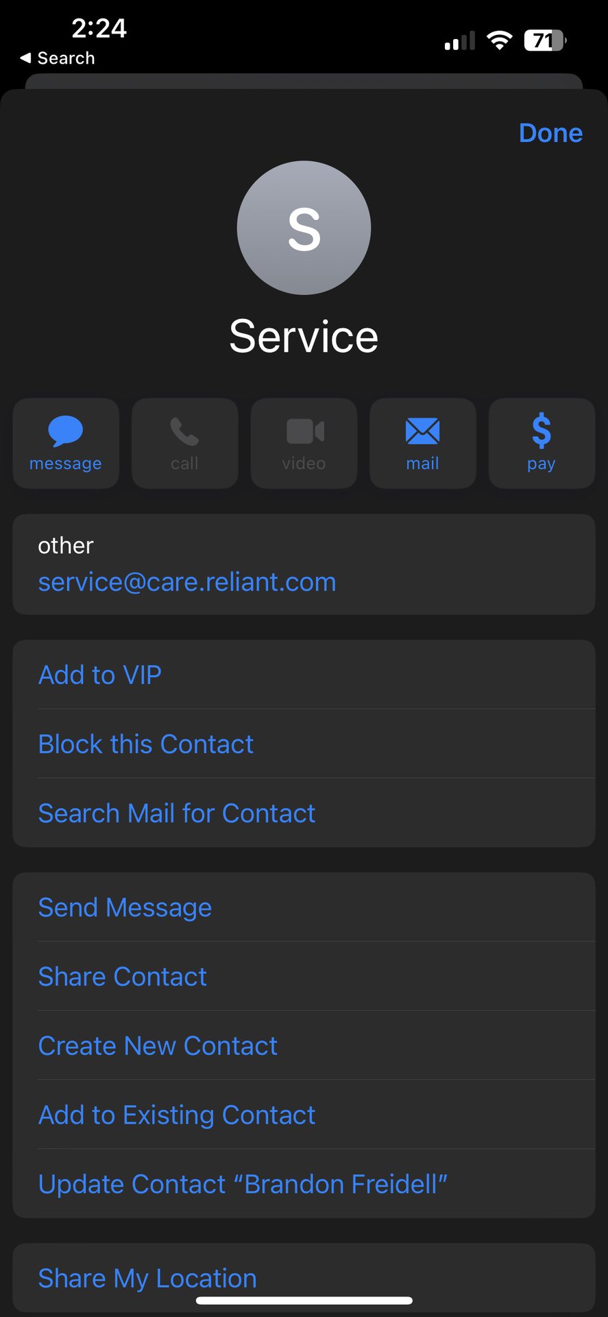 ios mail contact