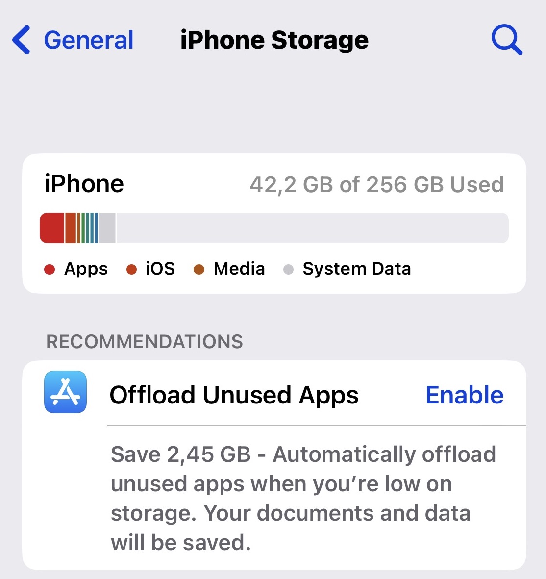 iphone clear storage offload unused apps