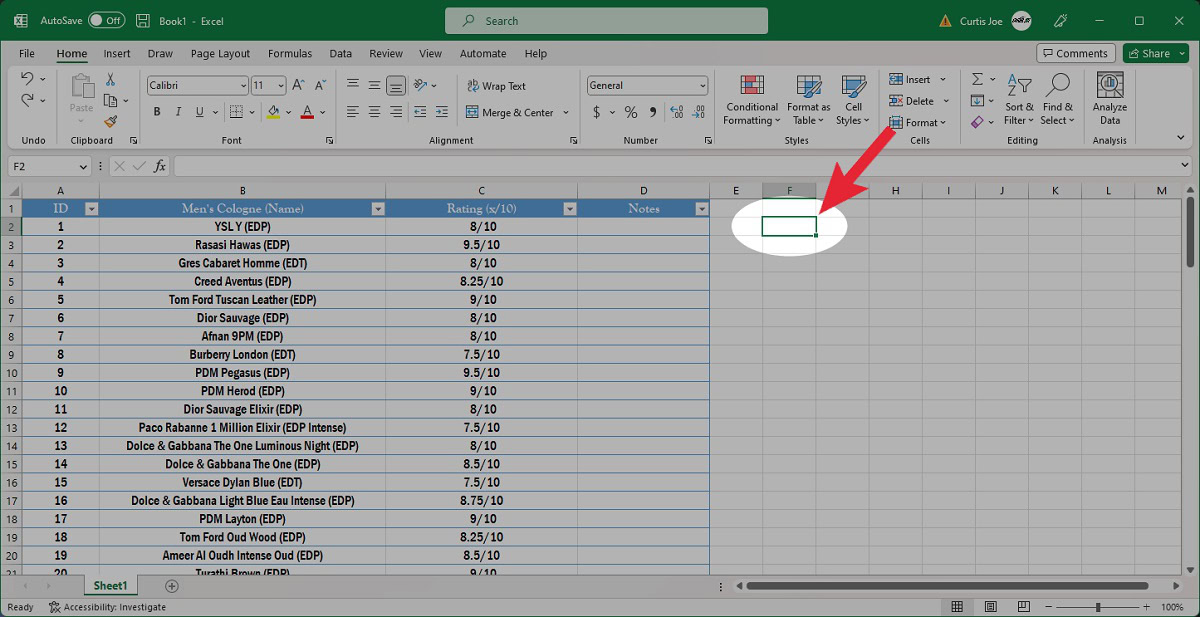 microsoft excel click in a blank cell