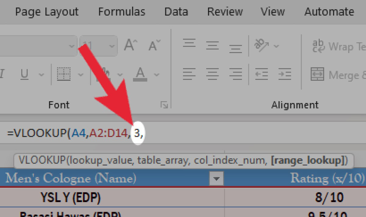 microsoft excel type column for lookup and comma